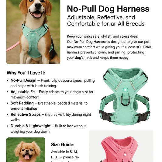 No-Pull Dog Harness – Adjustable, Reflective, and Comfortable for All Breeds